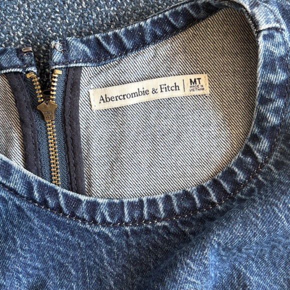 NWOT Abercrombie & Fitch: Denim Shift Mini Dress, Medium TALL, Medium Wash - Picture 8 of 9